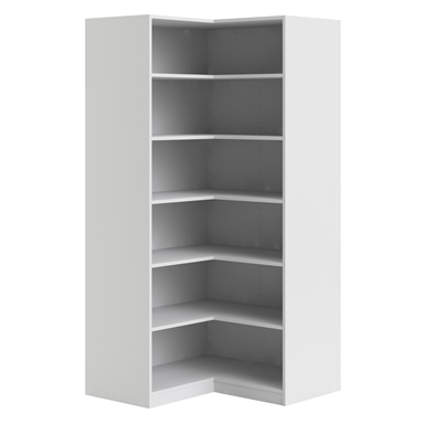 Flexi Storage 6 Shelf White Corner Walk In Wardrobe Unit