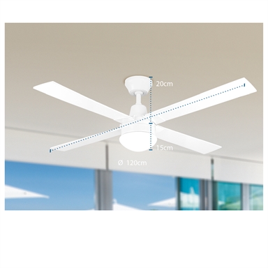 Arlec 120cm White 4 Blade Ceiling Fan With Oyster Light Bunnings