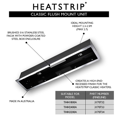 Heatstrip Flush Mount Kit To Suit Model Thh2400a Heater