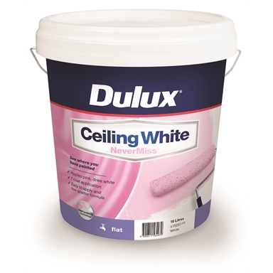 Dulux 10l Ceiling White Nevermiss Paint Bunnings Warehouse