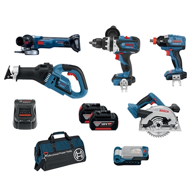 Bosch Blue 18v 6 Piece 2 X 5 0ah Combo Kit Bunnings Warehouse