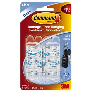 Command Mini Clear Hooks And Clear Strips Bunnings Warehouse