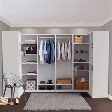 Flexi Storage 6 Shelf White Corner Walk In Wardrobe Unit Bunnings Warehouse