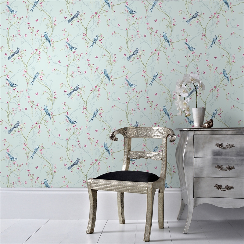 Superfresco Easy 52cm X 10m Duck Egg Blue Songbird Wallpaper