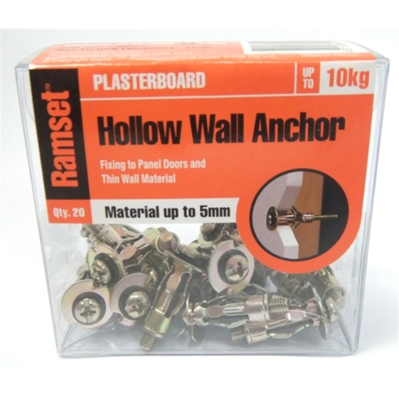 Ramset Ammo - Ramset Hollow Wall Anchor Zinc Passivated M4 Up To 5mm 20pk