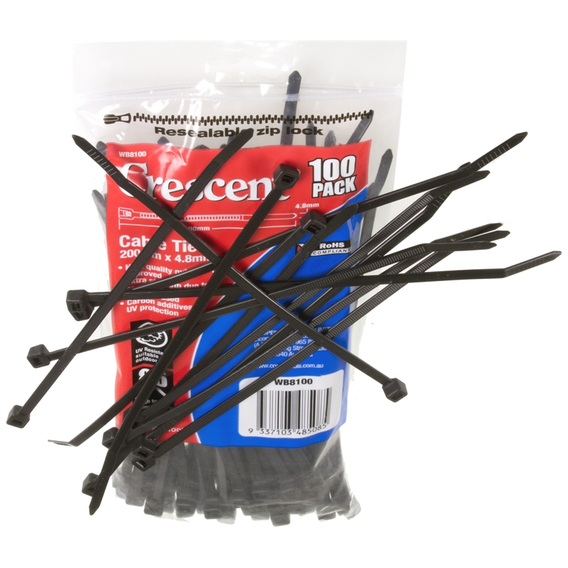 Crescent Cable Ties 150 X 3 6mm Black 25pk Bunnings Warehouse